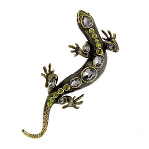 Black Green Crystal Lizard Brooch: Exotic Elegance and Mystical Charm